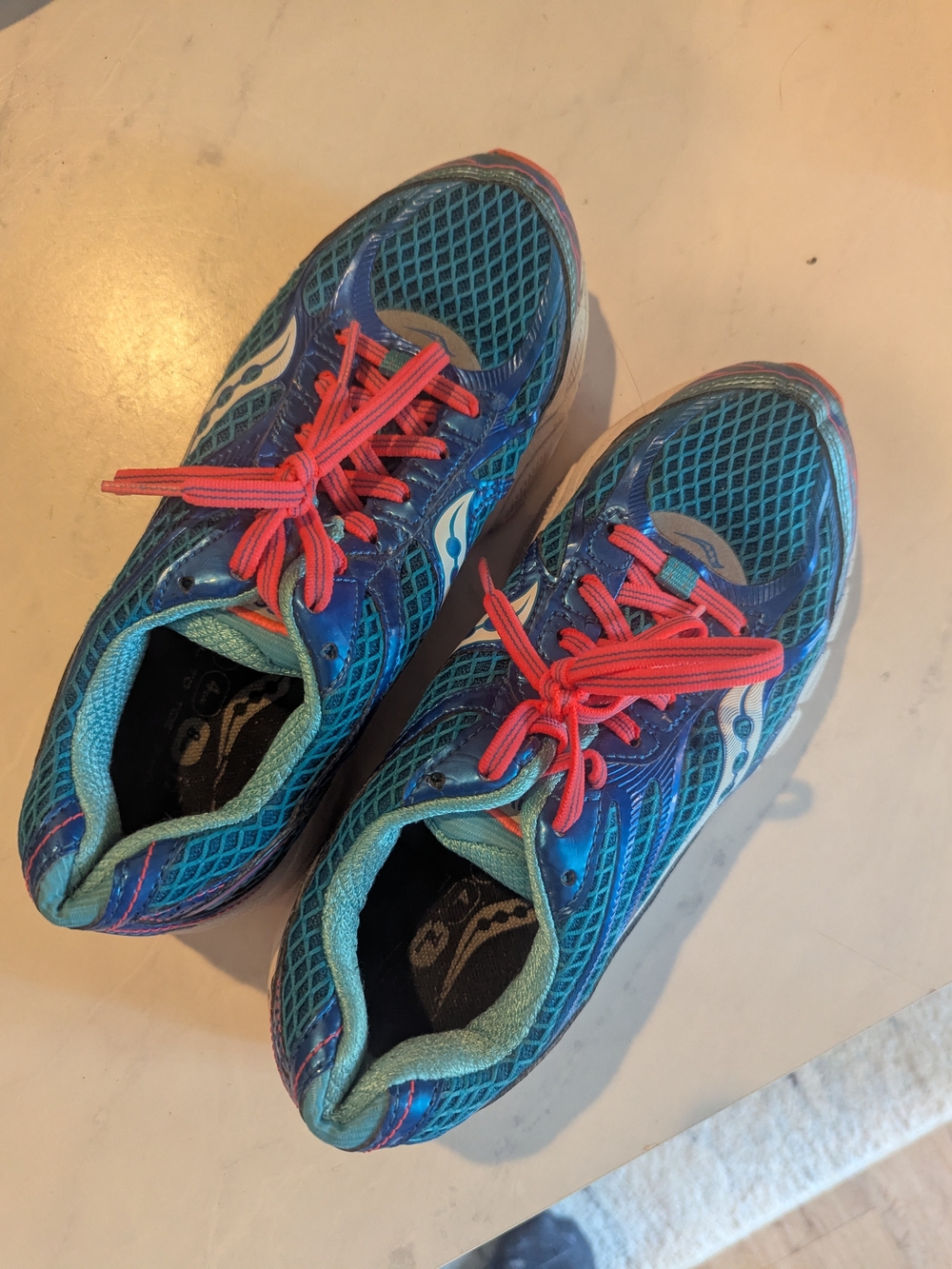 Saucony Kids' Blue Running Shoes with Pink Laces
